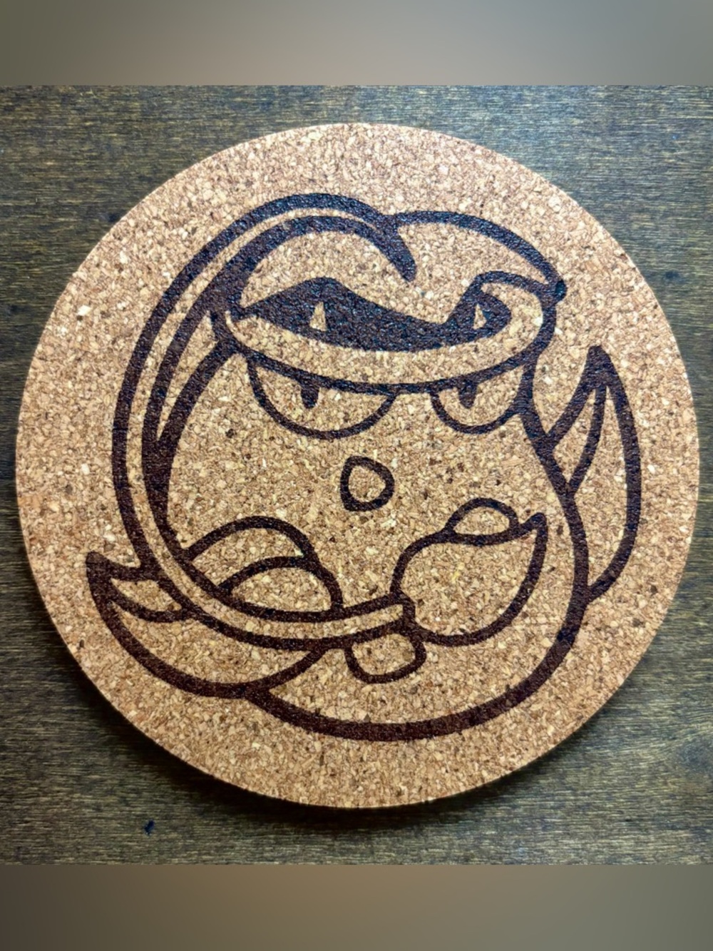 Pokemon Victreebel Face Laser Engraved Cork Coaster
